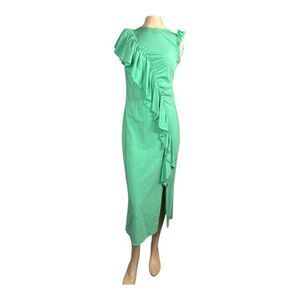 Future Collective Green Ruffle Midi Dress – XXS